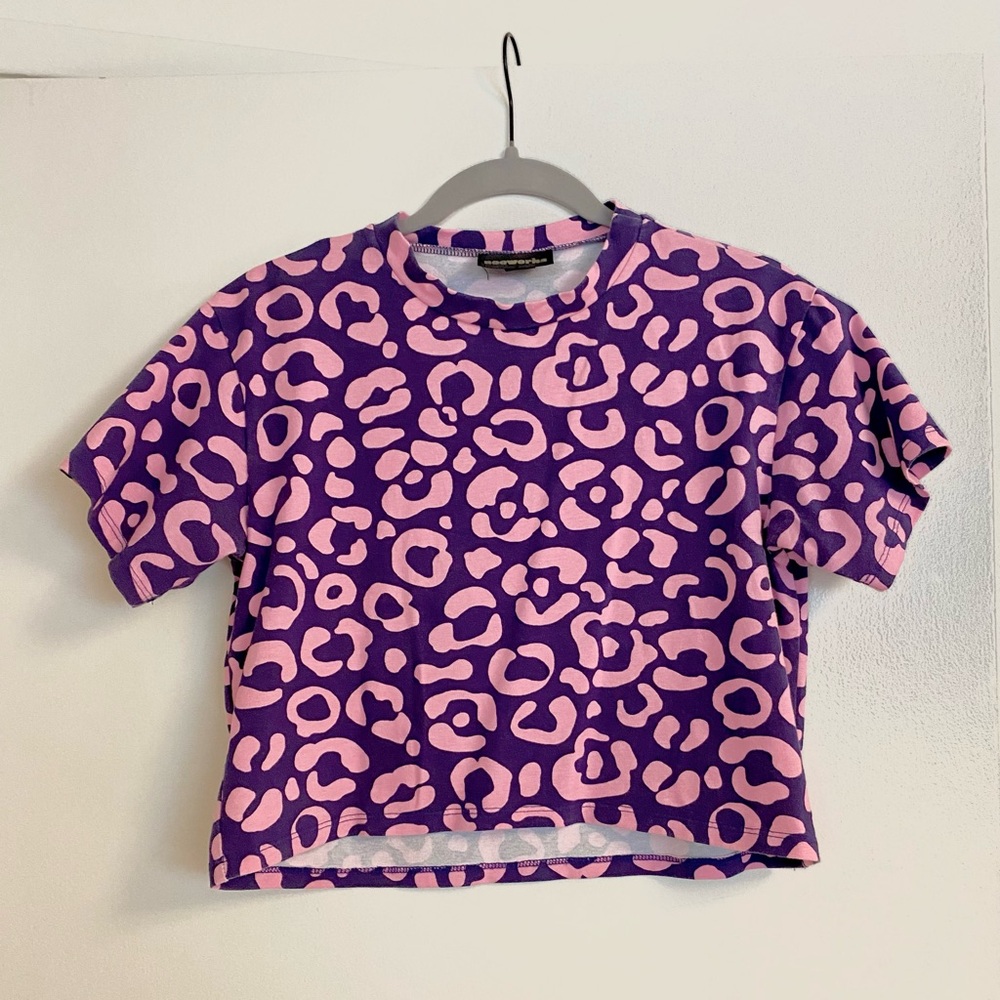 Nooworks Crop Top in Purple Cheetah print